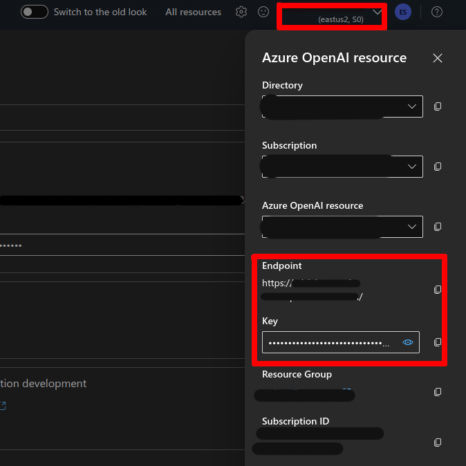 Azure info new UI